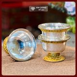  Chén Cúng, Ly Cúng Dường Chất Liệu Bạc S99 Cao Cấp [Kim Cương Hỷ Lạc] Ly Cúng Phật Bạc Viền Đồng 