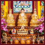  Bộ Tượng Ta Bà Tam Thánh, Thích Ca, Địa Tạng, Quan Âm [Kim Cương Hỷ Lạc] Tam Thánh Đồng Mạ Vàng 40cm 