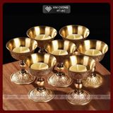  Chân Đèn, Đế Nến Bằng Đồng Cúng Ban Thờ [Kim Cương Hỷ Lạc] Biểu Tượng Bình An 8,8x7Cm 