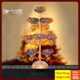  Chân Đèn Trang Trí Bàn Thờ Mật Tông [Kim Cương Hỷ Lạc] Hoa Sen Lưu Ly Hợp Nhất Size 28-48cm 