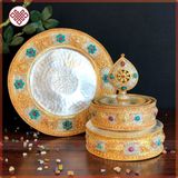  Tháp Mandala Mật Tông [Kim Cương Hỷ Lạc] Nạm Bạc Cẩn Đá 
