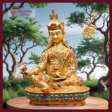  Tượng Liên Hoa Sanh Đồng Mạ Vàng Nepal [Kim Cương Hỷ Lạc] Tượng Phật Mật Tông Chế Tác Nepal 35cm 