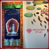  Rèm Cửa Trang Trí Bàn Thờ Mật Tông [Kim Cương Hỷ Lạc] Kalachakra Nền Xanh 