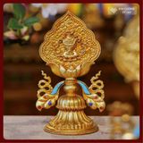  Bát Cát Tường, Bộ 8 Biểu Tượng Cát Tượng Cát Tường Lá Bồ Đề [Kim Cương Hỷ Lạc] Đồng Mạ Vàng Cao Cấp 