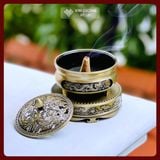  Lư Đốt Trầm Hương, Lư Xông Trầm Thờ Cúng [Kim Cương Hỷ Lạc] Hợp Kim Có Đôn, Đế 