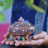  Lư Xông Trầm Hương - Lư Đốt Hương Trầm Mật Tông [Kim Cương Hỷ Lạc] Hợp Kim Cao Cấp Loại Lớn 