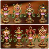  Bát Cát Tường [Kim Cương Hỷ Lạc] Đồng Vẽ Màu 11Cm 