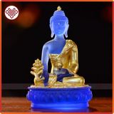  Tượng Phật Dược Sư Mật Tông [Kim Cương Hỷ Lạc] Lưu Ly Thiếp Vàng 12cm 