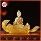  Tượng Phật Dược Sư Mật Tông [Kim Cương Hỷ Lạc] Lưu Ly Thiếp Vàng 12cm 