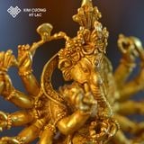  Tượng Ganesha [ Kim Cương Hỷ Lac ] Nepal Đồng Mạ Vàng 10Cm 