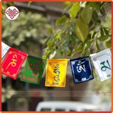  Cờ Phật Giáo Mật Tông Tây Tạng Cờ Cầu Nguyện Khắc Chú Om Mani Padme Hum[ Kim Cương Hỷ Lạc] Trang Trí Bàn Thờ 