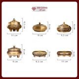  Lư Đồng Xông Trầm, Lư Đốt Trầm Hương Đồng Nguyên Khối [Kim Cương Hỷ Lạc] Tặng Hồ Lô Đồng Và Lót Chống Cháy 