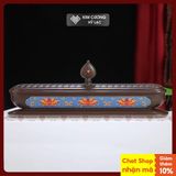  Lư Hương, Lư Xông Trầm Hương [Kim Cương Hỷ Lạc] Lư Đồng Cao Cấp Vẽ Màu Hoa Sen 30x11cm 