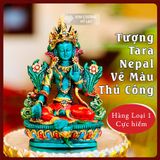  Tượng Tara Xanh Mật Tông - Tượng Tara Xanh Nepal [Kim Cương Hỷ Lạc] Tượng Tara Vẽ Màu Thủ Công 15cm 