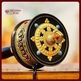  Kinh Luân Xoay, Kinh Luân Cầm Tay Tây Tạng [Kim Cương Hỷ Lạc] Đồng Cao Cấp Cấn Đá Tinh Xảo 27cm 