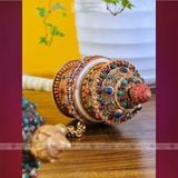  Kinh Luân Cầm Tay Nepal Nạm Bạc Thủ Công [Kim Cương Hỷ Lạc] 36Cm 