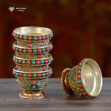  Chén Nepal Cúng Dường Phật Mật Tông [Kim Cương Hỷ Lạc] Thủ Công Cẩn Đá 