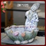  Tượng Phật An Nhiên Áo Rêu [Kim Cương Hỷ Lạc] Decor Trang Trí Nhà Cửa Sân Vườn Có Bể 