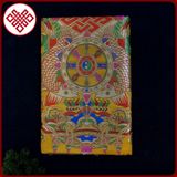  Rèm Cửa Trang Trí Bàn Thờ Mật Tông [Kim Cương Hỷ Lạc] Bát Cát Tường - Kalachakra Nền Vàng 