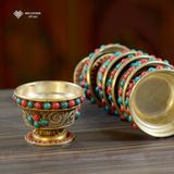  Chén Nepal Cúng Dường Phật Mật Tông [Kim Cương Hỷ Lạc] Thủ Công Cẩn Đá 