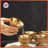  Ly Cúng, Chung Nước Cúng Phật bằng đồng [ Kim Cương Hỷ Lạc] 5x8cm 