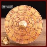  Kinh Luân Xoay, Cầm Tay [Kim Cương Hỷ Lạc] Họa Tiết Bát Cát Tường, Đồng Đỏ Cán Gỗ Cao Cấp Size 28cm 