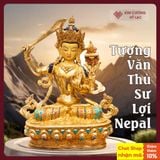  Tượng Bồ Tát Văn Thù Sư Lợi Nepal 34cm [Kim Cương Hỷ Lạc] - Tượng Phật Đồng Mạ Vàng Nepal - Hiếm Có 