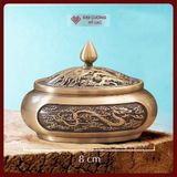  Lư Đồng Xông Trầm, Lư Đốt Trầm Hương Đồng Nguyên Khối [Kim Cương Hỷ Lạc] Tặng Hồ Lô Đồng Và Lót Chống Cháy 