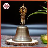  Chuông Lắc Cầm Tay Mật Tông [Kim Cương Hỷ Lạc] Trơn 9 Chấu 20X9Cm 