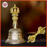  Chuông Cầm Tay Mật Tông [Kim Cương Hỷ Lạc] 9 Chấu Mạ Bạc 