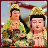  Tượng Quan Thế Âm Bồ Tát Bằng Gỗ Long Não Tự Nhiên [Kim Cương Hỷ Lạc] Tượng Quan Âm Vẽ Màu Lụa 