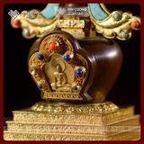  Tháp Xá Lợi Đồng Mạ Vàng Cẩn Đá [Kim Cương Hỷ Lạc] Cao 18Cm 36Cm 