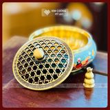  Lư Đồng Xông Trầm Vẽ Màu, Lư Đốt Trầm Hương Phong Thủy [Kim Cương Hỷ Lạc] Chất Liệu Đồng Nguyên Khối 