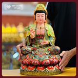  Tượng Quan Thế Âm Bồ Tát Bằng Gỗ Long Não Tự Nhiên [Kim Cương Hỷ Lạc] Tượng Quan Âm Vẽ Màu Lụa 