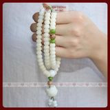  Chuỗi Niệm Phật 108 Hạt Bạch Ngọc Bồ Đề [Kim Cương Hỷ Lạc] Từ Hạt Bối Bạch Ngọc, May Mắn Bình An 