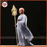  Tượng Địa Tạng [Kim Cương Hỷ Lạc] Gốm Tử Sa Tự Tại Bước Đi Cầm Tích Trượng 