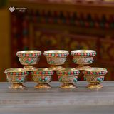  Chén Nepal Cúng Dường Phật Mật Tông [Kim Cương Hỷ Lạc] Thủ Công Cẩn Đá 