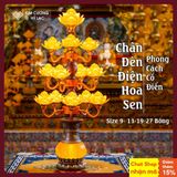 Chân Đèn Điện Hoa Sen Cao Cấp - Đèn Thờ Hoa Sen [Kim Cương Hỷ Lạc] Đèn Thờ Hoa Sen 9-13-19-27 bông 