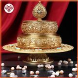  Tháp Mandala Mật Tông [Kim Cương Hỷ Lạc] Đồng Cẩn Đá Cao Cấp 24Cm 