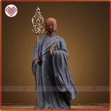  Tượng Địa Tạng [Kim Cương Hỷ Lạc] Gốm Tử Sa Tự Tại Bước Đi Cầm Tích Trượng 