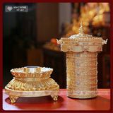  Kinh Luân Điện 25 Triệu Biến Lục Tự [Kim Cương Hỷ Lạc] Đồng Mạ Vàng Cao Cấp 28Cm Bảo Hành 1 Năm 