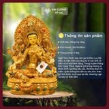  Tượng Tara Xanh Đồng Mạ Vàng Có Hào Quang 38cm [Kim Cương Hỷ Lạc] Tượng Phật Nepal Chế Tác Thủ Công 