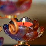  Chân Đèn Trang Trí Bàn Thờ Mật Tông [Kim Cương Hỷ Lạc] Hoa Sen Lưu Ly Hợp Nhất Size 28-48cm 