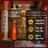  Kinh Luân Cầm Tay Hợp Kim Cán Gỗ [Kim Cương Hỷ Lạc] 21 Cm Biểu Tượng Cát Tường 