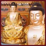  Bộ Tượng Ta Bà Tam Thánh, Thích Ca, Địa Tạng, Quan Âm [Kim Cương Hỷ Lạc] Tam Thánh Đồng Mạ Vàng 40cm 