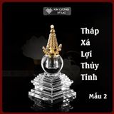  Tháp Xá Lợi Thủy Tinh Trong Suốt [Kim Cương Hỷ Lạc] Cao 12Cm 