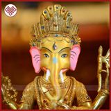  Tượng Ganesha Mật Tông [ Kim Cương Hỷ Lac ] Nepal Đồng Mạ Vàng 30Cm 