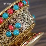  Chén Nepal Cúng Dường Phật Mật Tông [Kim Cương Hỷ Lạc] Thủ Công Cẩn Đá 