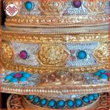  Tháp Mandala Mật Tông [Kim Cương Hỷ Lạc] Nạm Bạc Cẩn Đá 