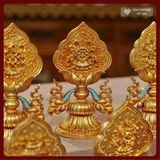  Bát Cát Tường, Bộ 8 Biểu Tượng Cát Tượng Cát Tường Lá Bồ Đề [Kim Cương Hỷ Lạc] Đồng Mạ Vàng Cao Cấp 